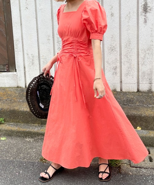 archives（アルシーヴ）の「ウエストドロストワンピース（ワンピース・レディース・ブラック/オレンジ/ブルー・MEDIUM）」の8枚目の写真