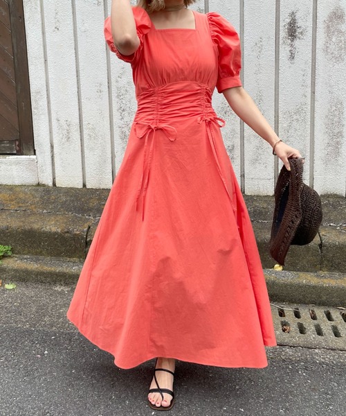 archives（アルシーヴ）の「ウエストドロストワンピース（ワンピース・レディース・ブラック/オレンジ/ブルー・MEDIUM）」の9枚目の写真