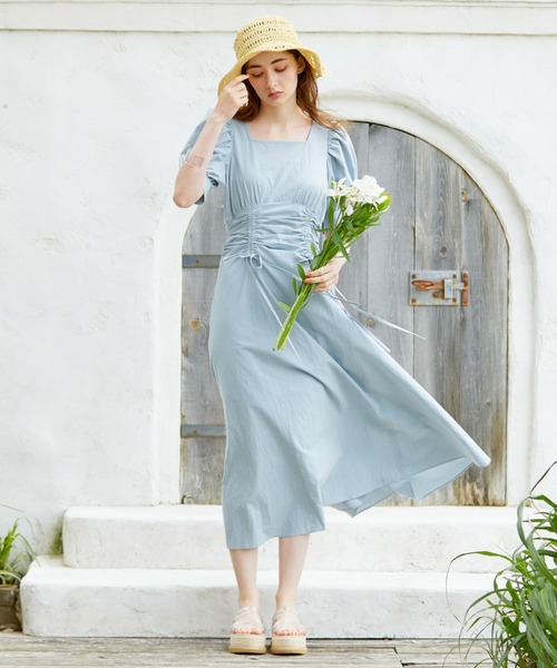 archives（アルシーヴ）の「ウエストドロストワンピース（ワンピース・レディース・ブラック/オレンジ/ブルー・MEDIUM）」の4枚目の写真