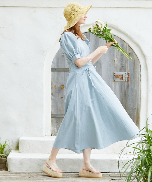 archives（アルシーヴ）の「ウエストドロストワンピース（ワンピース・レディース・ブラック/オレンジ/ブルー・MEDIUM）」の6枚目の写真