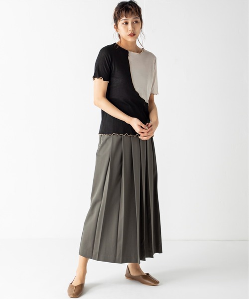 MILLION CARATS（ミリオンカラッツ）の「バイカラーメロートップス（Tシャツ/カットソー・レディース・ブラック/グレー/ベージュ・FREE）」の7枚目の写真