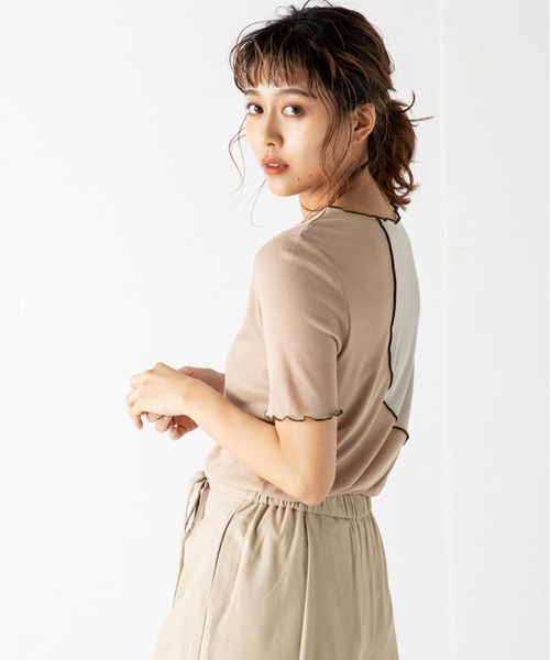 MILLION CARATS（ミリオンカラッツ）の「バイカラーメロートップス（Tシャツ/カットソー・レディース・ブラック/グレー/ベージュ・FREE）」の10枚目の写真