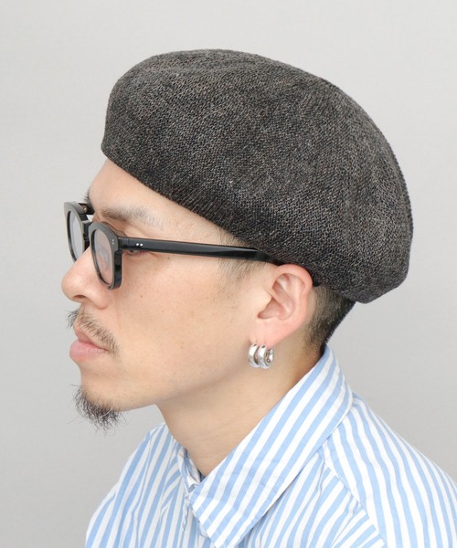 Basiquenti（ベーシックエンティ）の「麻混 リネン サーモ ベレー帽（ハンチング/ベレー帽・メンズ・ベージュ/ブラック/ブラウン/グレー/ネイビー/ナチュラル/チャコール・FREE）」の3枚目の写真