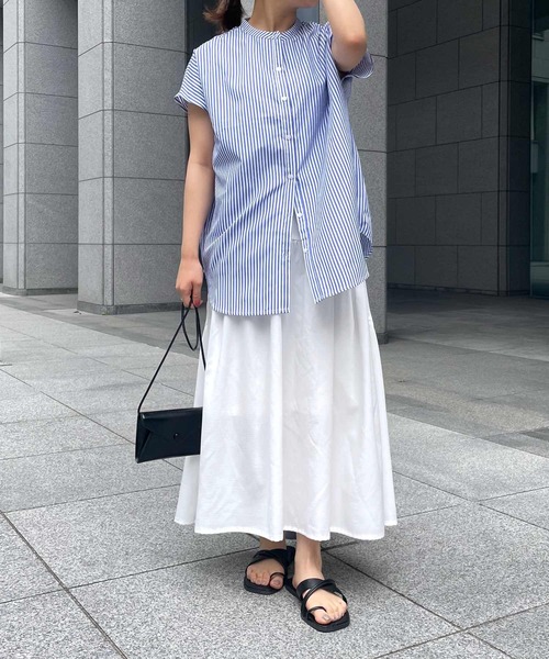 Petitle（プチレ）の「[ 低身長向けサイズ ]　選べる2丈 ラウンドギャザー切り替えロングスカート（スカート・レディース・ホワイト/ブラック/ダークグリーン/ピンク/ホワイト系その他/ブラック系その他/ストライプ・M/PM/M-Short）」の17枚目の写真