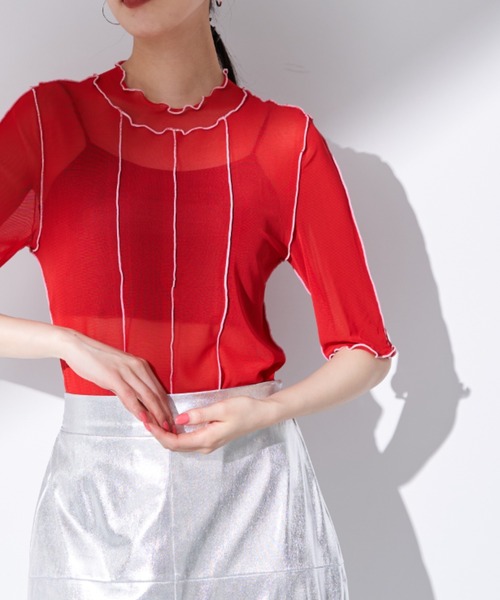 Solace（ソレイス）の「配色メロウシアートップス（Tシャツ/カットソー・レディース・ブラック/レッド/グリーン/その他・FREE）」の3枚目の写真