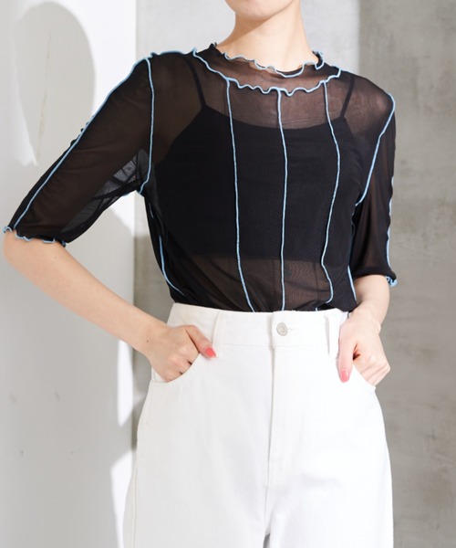 Solace（ソレイス）の「配色メロウシアートップス（Tシャツ/カットソー・レディース・ブラック/レッド/グリーン/その他・FREE）」の2枚目の写真