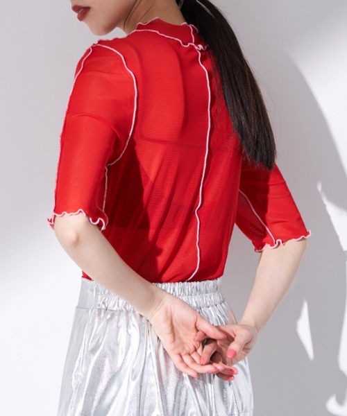 Solace（ソレイス）の「配色メロウシアートップス（Tシャツ/カットソー・レディース・ブラック/レッド/グリーン/その他・FREE）」の7枚目の写真