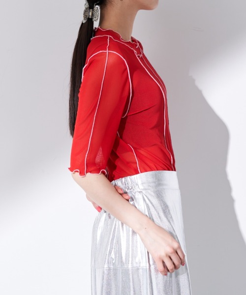 Solace（ソレイス）の「配色メロウシアートップス（Tシャツ/カットソー・レディース・ブラック/レッド/グリーン/その他・FREE）」の5枚目の写真