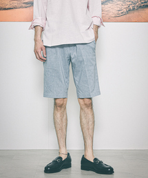【セットアップ対応】ソロストレッチリネン テーパード ショートパンツ