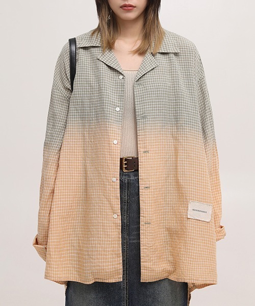 MASONPRINCE(メイソンプリンス)の「【MASONPRINCE】Oversized dyed open collar shirt CS2096(シャツ/ブラウス・メンズ・ライトカーキ/ネイビー・S/L/M)」の5枚目の写真