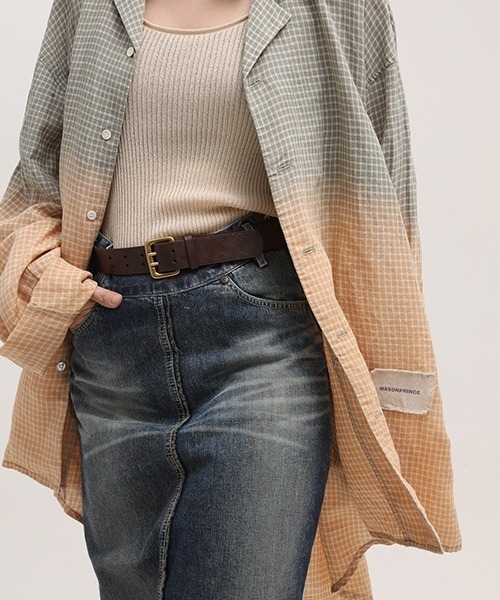 MASONPRINCE(メイソンプリンス)の「【MASONPRINCE】Oversized dyed open collar shirt CS2096(シャツ/ブラウス・メンズ・ライトカーキ/ネイビー・S/L/M)」の6枚目の写真