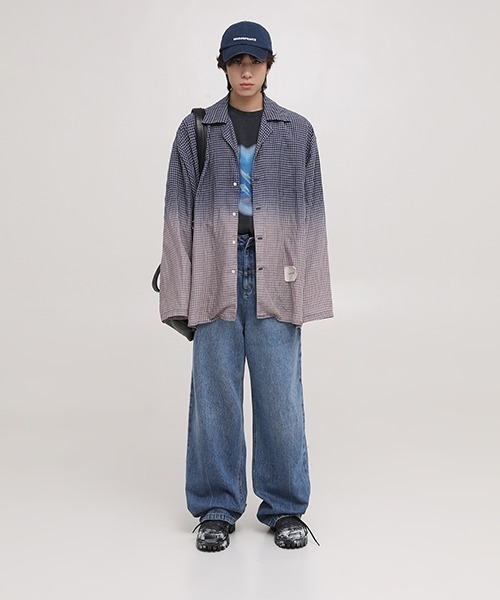 MASONPRINCE(メイソンプリンス)の「【MASONPRINCE】Oversized dyed open collar shirt CS2096(シャツ/ブラウス・メンズ・ライトカーキ/ネイビー・S/L/M)」の10枚目の写真