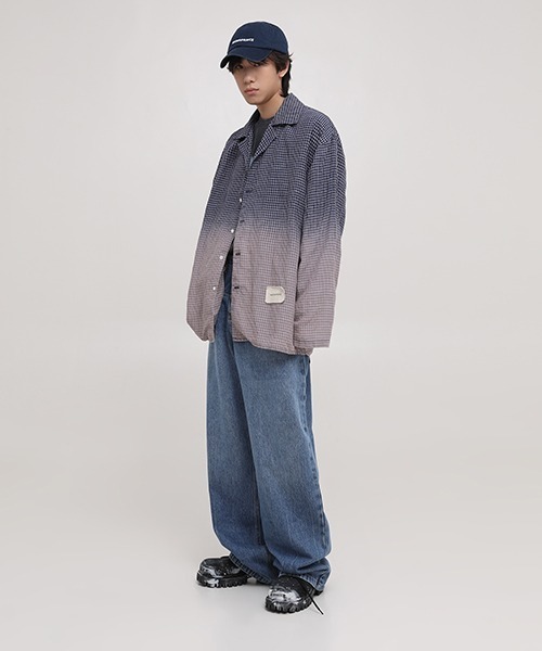 MASONPRINCE(メイソンプリンス)の「【MASONPRINCE】Oversized dyed open collar shirt CS2096(シャツ/ブラウス・メンズ・ライトカーキ/ネイビー・S/L/M)」の11枚目の写真
