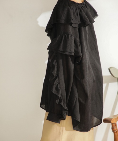 mici（ミチ）の「(mici)フリルシャツ（シャツ/ブラウス・レディース・ブラウン/オレンジ/ブラック・ONE SIZE/FREE）」の22枚目の写真