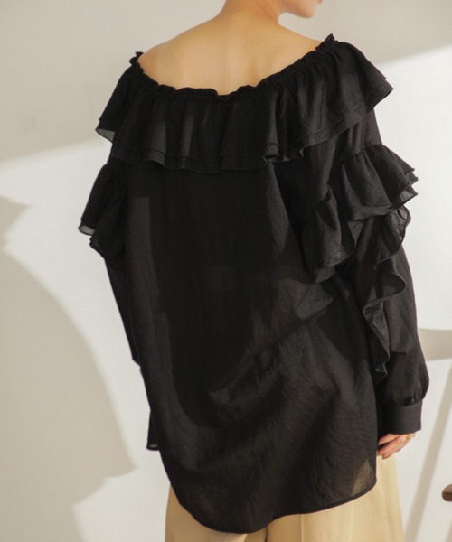 mici（ミチ）の「(mici)フリルシャツ（シャツ/ブラウス・レディース・ブラウン/オレンジ/ブラック・ONE SIZE/FREE）」の21枚目の写真