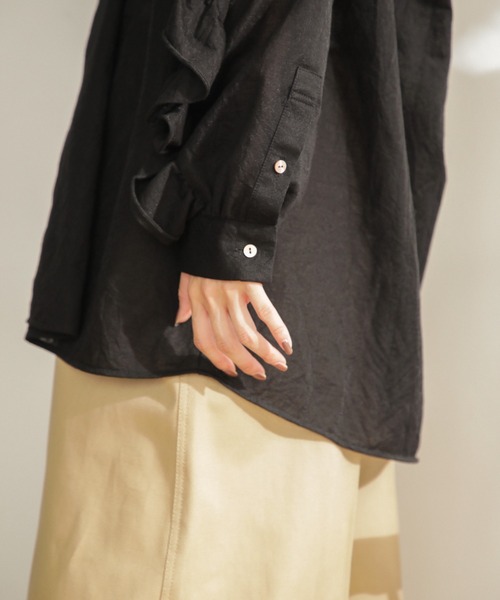 mici（ミチ）の「(mici)フリルシャツ（シャツ/ブラウス・レディース・ブラウン/オレンジ/ブラック・ONE SIZE/FREE）」の17枚目の写真