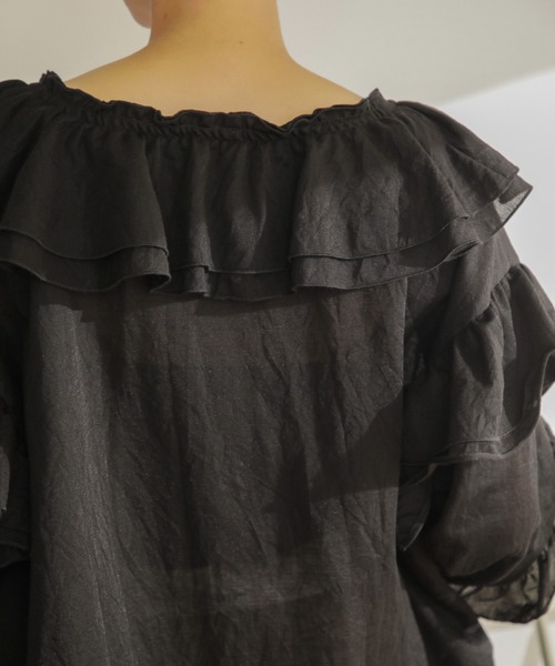 mici（ミチ）の「(mici)フリルシャツ（シャツ/ブラウス・レディース・ブラウン/オレンジ/ブラック・ONE SIZE/FREE）」の16枚目の写真