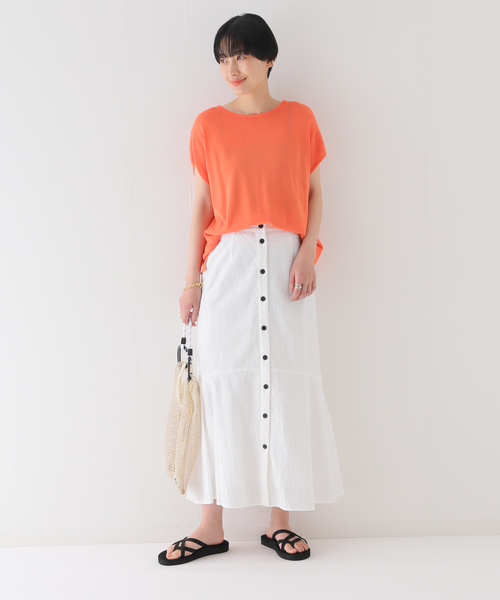 B.C STOCK（ベーセーストック）の「フロントボタン レースマーメイドスカート（スカート・レディース・ブラック/ホワイト/サックスブルー・FREE）」の9枚目の写真