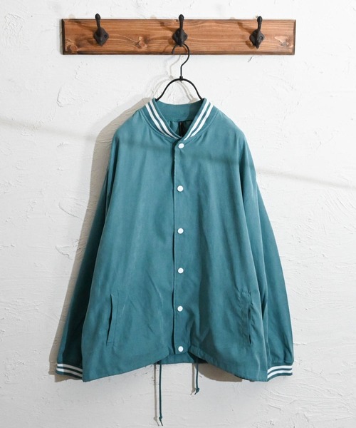 Ritzy(リッツィー)の「ポリピーチスタジアムシャツジャケット(ノーカラージャケット・メンズ・イエロー/グリーン/チャコール・LARGE/MEDIUM/X-LARGE)」の3枚目の写真