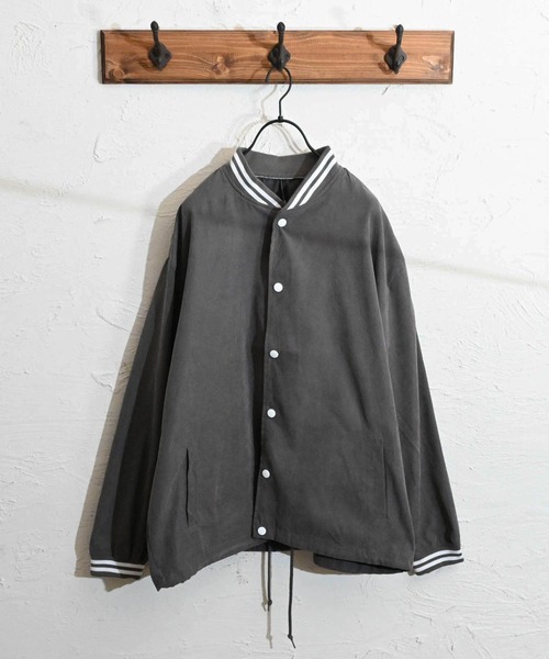 Ritzy(リッツィー)の「ポリピーチスタジアムシャツジャケット(ノーカラージャケット・メンズ・イエロー/グリーン/チャコール・LARGE/MEDIUM/X-LARGE)」の9枚目の写真