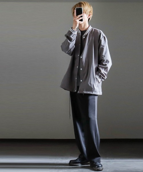 Ritzy(リッツィー)の「ポリピーチスタジアムシャツジャケット(ノーカラージャケット・メンズ・イエロー/グリーン/チャコール・LARGE/MEDIUM/X-LARGE)」の10枚目の写真