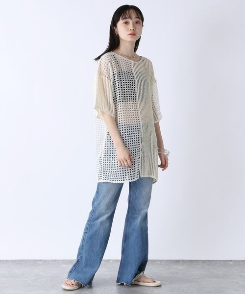 JEANASIS - ［新品・タグ付き］JEANASIS パターンキリカエメッシュプルオーバー JEANASIS（ジーナシス）の「2WAYパターンキリカエメッシュTEE