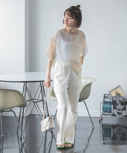 JEANASIS（ジーナシス）の「2WAYパターンキリカエメッシュTEE/299266（Tシャツ/カットソー・レディース・ブラック/オフホワイト/ベージュ系その他・FREE）」の11枚目の写真