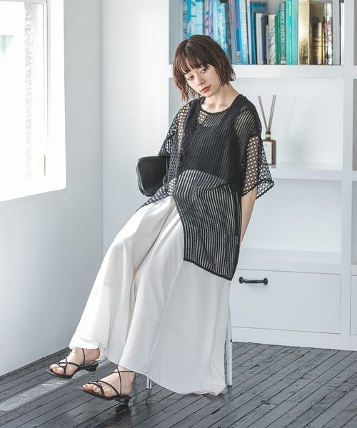 JEANASIS（ジーナシス）の「2WAYパターンキリカエメッシュTEE/299266（Tシャツ/カットソー・レディース・ブラック/オフホワイト/ベージュ系その他・FREE）」の9枚目の写真