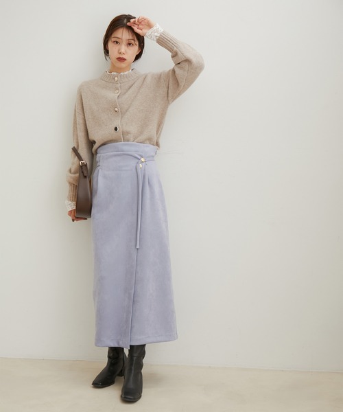 VIS(ビス)の「エコスエードラップ調Iラインスカート【sustainable】(スカート・レディース・パープル系その他2/キナリ/ダークブラウン・L/M/S)」の20枚目の写真