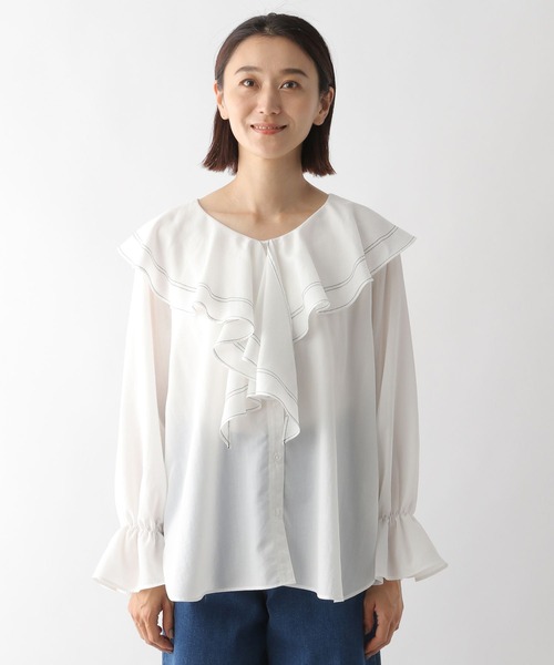 LEPSIM（レプシィム）の「フカVネックフリルブラウス　294913（シャツ/ブラウス・レディース・オフホワイト/ライトピンク/ブラック・FREE）」の7枚目の写真