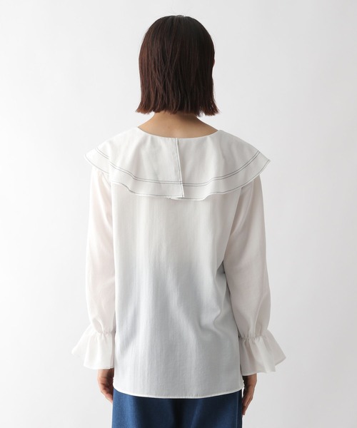 LEPSIM（レプシィム）の「フカVネックフリルブラウス　294913（シャツ/ブラウス・レディース・オフホワイト/ライトピンク/ブラック・FREE）」の9枚目の写真