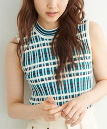 FREE'S MART | チェック柄ランダムリブノースリニット(ニット/セーター)