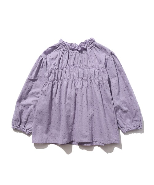 SHOO・LA・RUE（シューラルー）の「◆【100-140cm】カットドビーシャーリングブラウス（シャツ/ブラウス・キッズ・ライトベージュ/ライトパープル・10/11/12/14/13）」の2枚目の写真