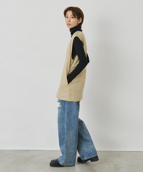 Auntie Rosa Holiday（アンティローザホリデー）の「ナイロン深Vベスト（ベスト・レディース・ブラック/ベージュ/カーキ・FREE）」の17枚目の写真