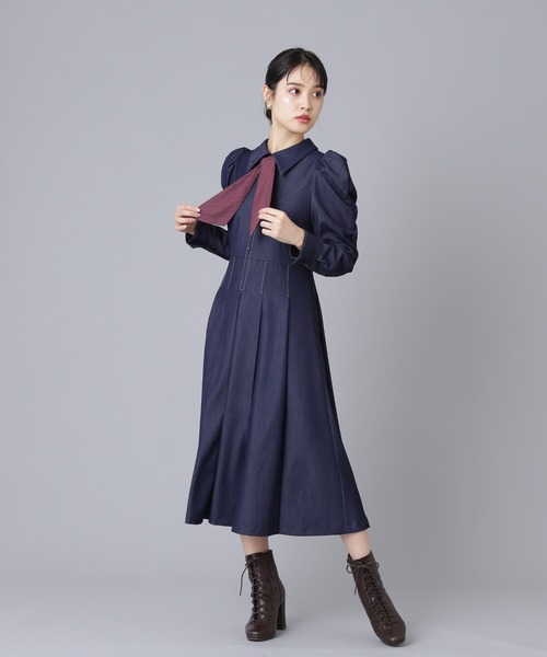 ELISABETTA FRANCHI スカーフ付き・シャツ ワンピース スカーフベルト付シャツワンピース | レディースファッション