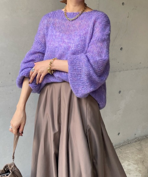 DouDou(ドゥドゥ)の「モヘヤメッシュニット(ニット/セーター・レディース・ベージュ/パープル/ブラウン/グリーン/ブルー/ブラック/グレー/オフホワイト・FREE)」の1枚目の写真