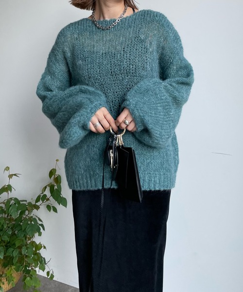 DouDou(ドゥドゥ)の「モヘヤメッシュニット(ニット/セーター・レディース・ベージュ/パープル/ブラウン/グリーン/ブルー/ブラック/グレー/オフホワイト・FREE)」の21枚目の写真