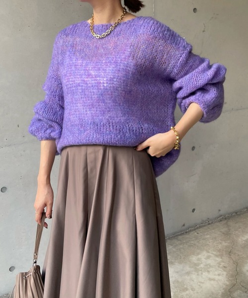 DouDou(ドゥドゥ)の「モヘヤメッシュニット(ニット/セーター・レディース・ベージュ/パープル/ブラウン/グリーン/ブルー/ブラック/グレー/オフホワイト・FREE)」の20枚目の写真