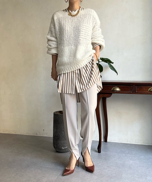 DouDou(ドゥドゥ)の「モヘヤメッシュニット(ニット/セーター・レディース・ベージュ/パープル/ブラウン/グリーン/ブルー/ブラック/グレー/オフホワイト・FREE)」の17枚目の写真