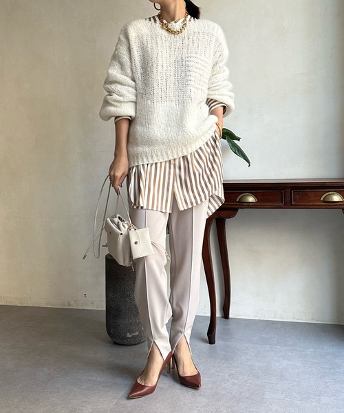 DouDou(ドゥドゥ)の「モヘヤメッシュニット(ニット/セーター・レディース・ベージュ/パープル/ブラウン/グリーン/ブルー/ブラック/グレー/オフホワイト・FREE)」の16枚目の写真