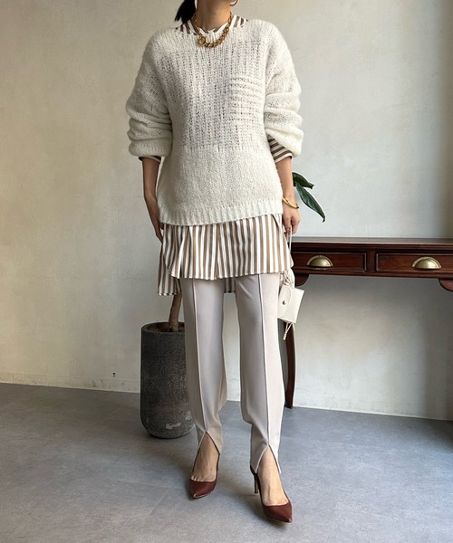 DouDou(ドゥドゥ)の「モヘヤメッシュニット(ニット/セーター・レディース・ベージュ/パープル/ブラウン/グリーン/ブルー/ブラック/グレー/オフホワイト・FREE)」の15枚目の写真