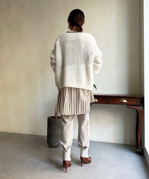 DouDou(ドゥドゥ)の「モヘヤメッシュニット(ニット/セーター・レディース・ベージュ/パープル/ブラウン/グリーン/ブルー/ブラック/グレー/オフホワイト・FREE)」の14枚目の写真