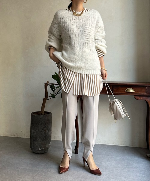 DouDou(ドゥドゥ)の「モヘヤメッシュニット(ニット/セーター・レディース・ベージュ/パープル/ブラウン/グリーン/ブルー/ブラック/グレー/オフホワイト・FREE)」の13枚目の写真