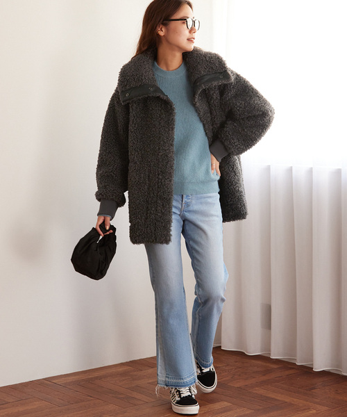 JOURNAL STANDARD relume（ジャーナルスタンダード　レリューム）の「カーリーフェイクファービックカラーブルゾン（ブルゾン・レディース・チャコールグレー/アイボリー/ブラウン系その他・FREE）」の13枚目の写真