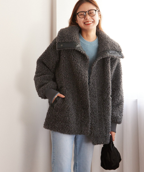 JOURNAL STANDARD relume（ジャーナルスタンダード　レリューム）の「カーリーフェイクファービックカラーブルゾン（ブルゾン・レディース・チャコールグレー/アイボリー/ブラウン系その他・FREE）」の17枚目の写真