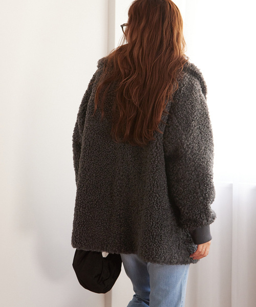 美品 ジャーナルスタンダードレリューム カーリーブルゾン モコモコファー 茶系 セール】カーリーフェイクファービックカラーブルゾン（ブルゾン