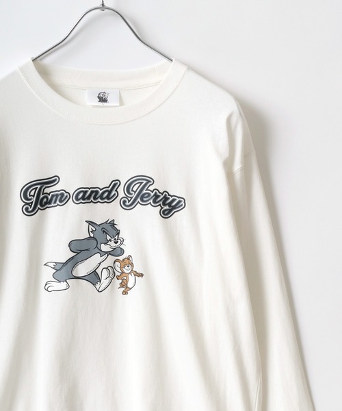 Tom&Jerry(トムアンドジェリー)の「Tom&Jerry/トム&ジェリー キャラクタープリントロンT(Tシャツ/カットソー・メンズ・ネイビー/グレー/オフホワイト/スミクロ・M/L)」の3枚目の写真