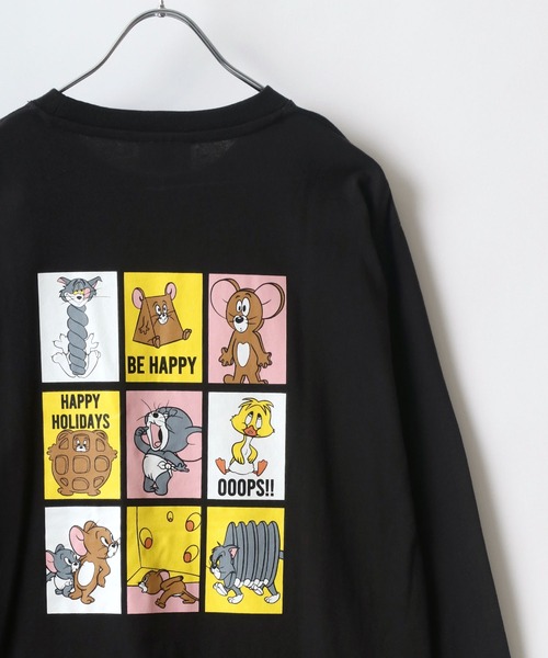 Tom&Jerry(トムアンドジェリー)の「Tom&Jerry/トム&ジェリー キャラクタープリントロンT(Tシャツ/カットソー・メンズ・ネイビー/グレー/オフホワイト/スミクロ・M/L)」の1枚目の写真