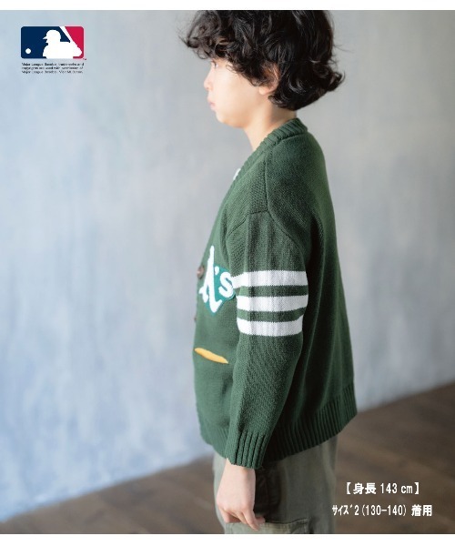 RUGGEDWORKS（ラゲッドワークス）の「《MLB》　knit cardigan（カーディガン/ボレロ・キッズ・グレー/グリーン/ネイビー・01/02/03/04）」の6枚目の写真