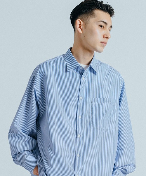 Ressaca（レサーカ）の「オーバーサイズ ストライプレギュラーカラー長袖シャツ（シャツ/ブラウス・メンズ・ネイビー/レッド/ブルー/グリーン・M/L）」の5枚目の写真